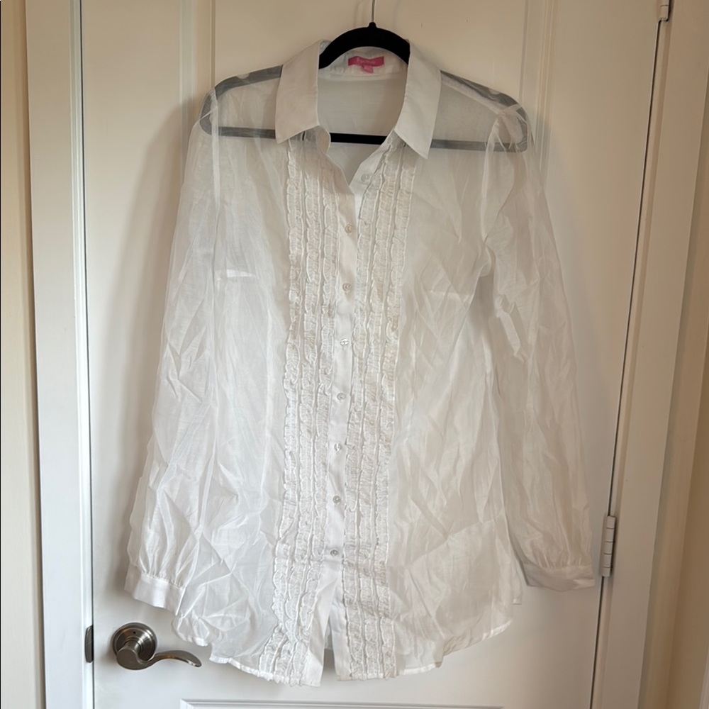 Clueless Cher Sugar Thrillz I totally paused sheer white blouse